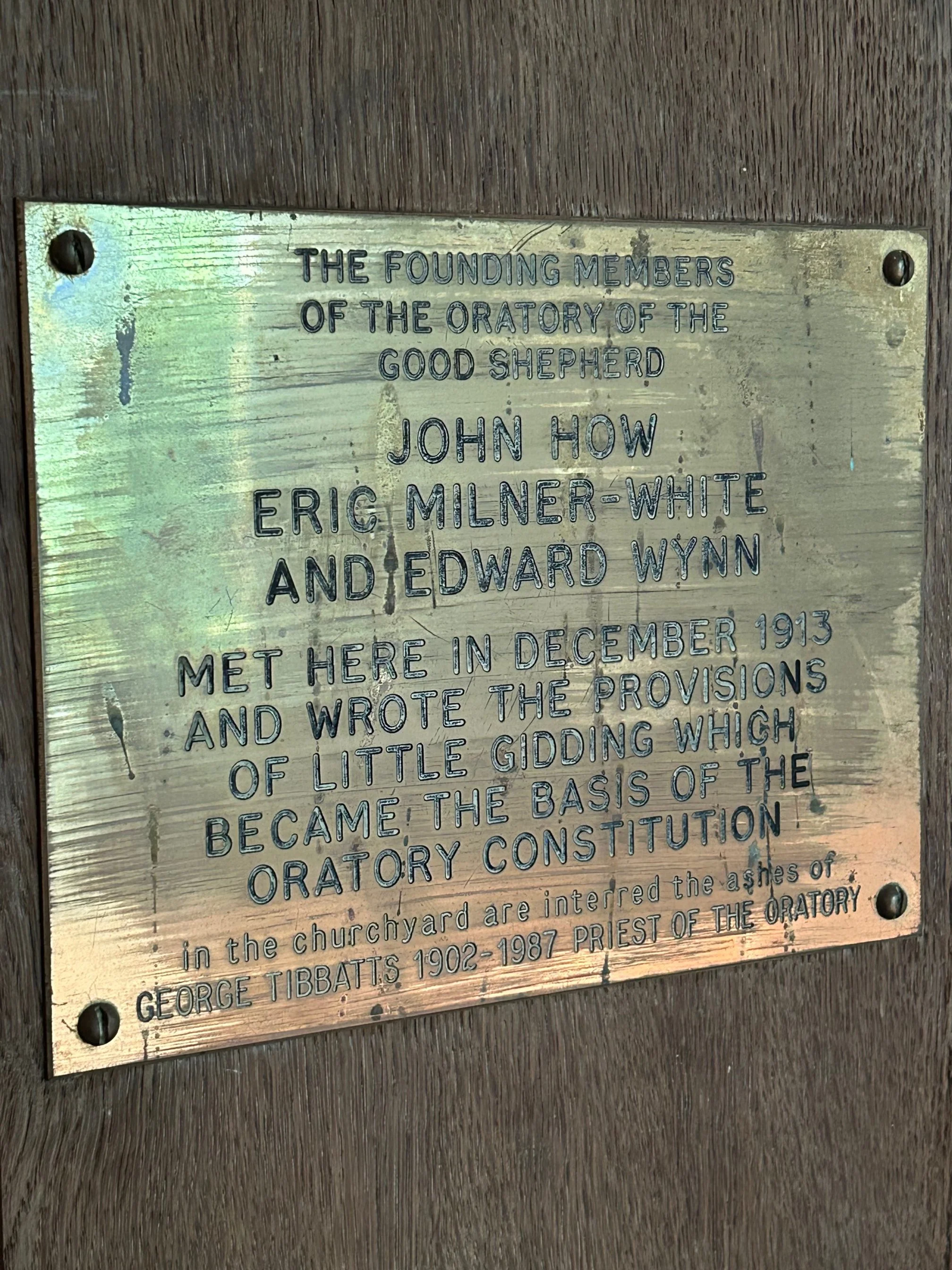 Historical plate at Little Gidding