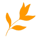 Eine orangefarbene Blattillustration auf schwarzem Hintergrund.