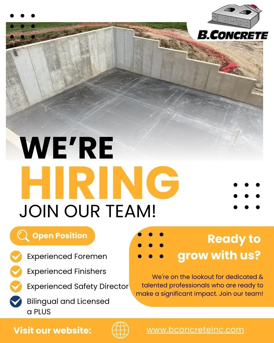 Good morning! Who is ready to mix, pour, and smooth out some concrete? We are talking literal concrete&mdash;slabs, mixes, and structural load calculations. Join our team at B.Concrete and show us your talents.