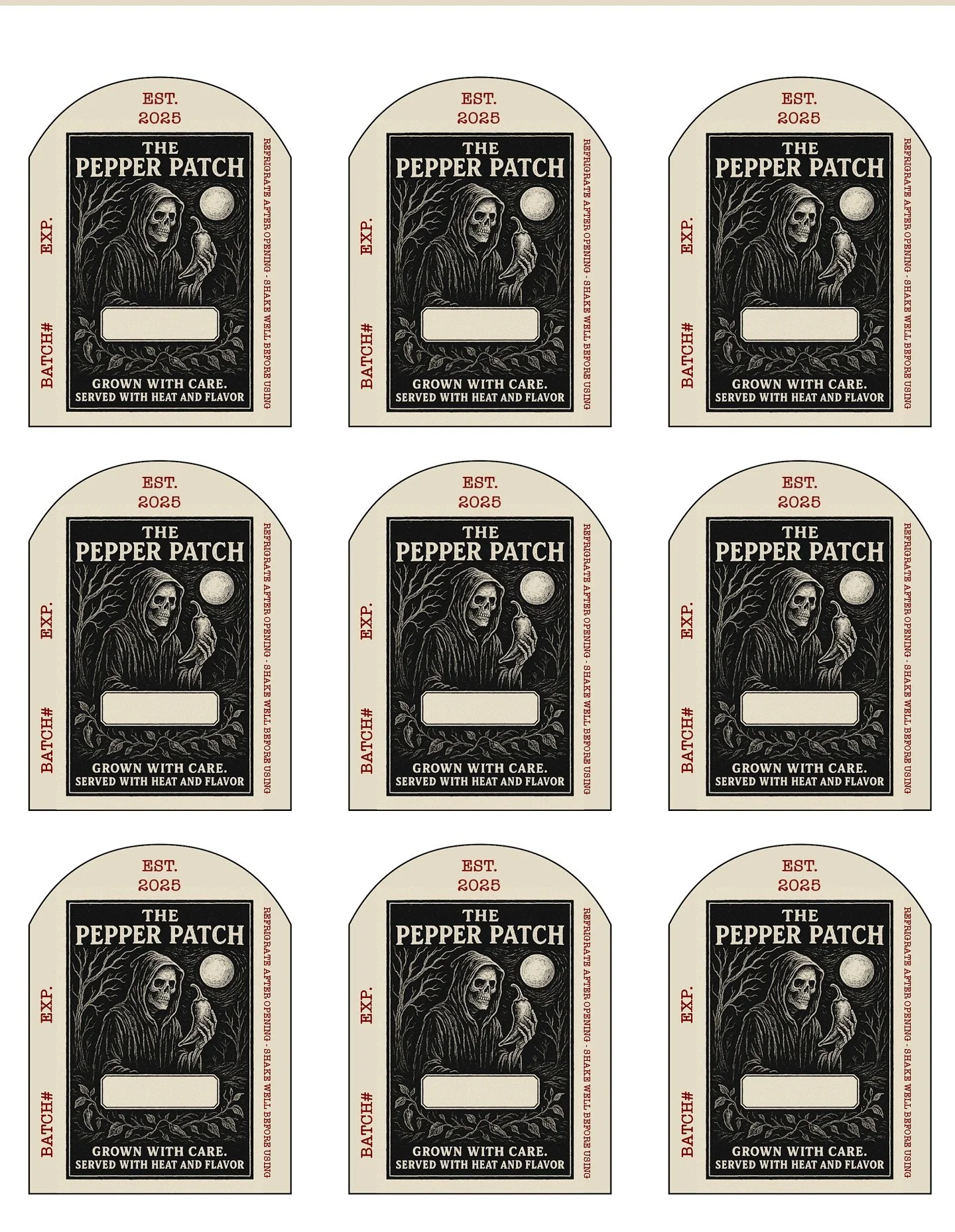 🔥 SNEAK PEEK TIME 🔥

You asked, we stirred the cauldron.
New labels are coming to The Pepper Patch! Same flavor-packed fury, now dressed to kill. ☠️🩸

Fully compliant. Visually violent.
And yes &mdash; still handmade, homegrown, and hotter than yo