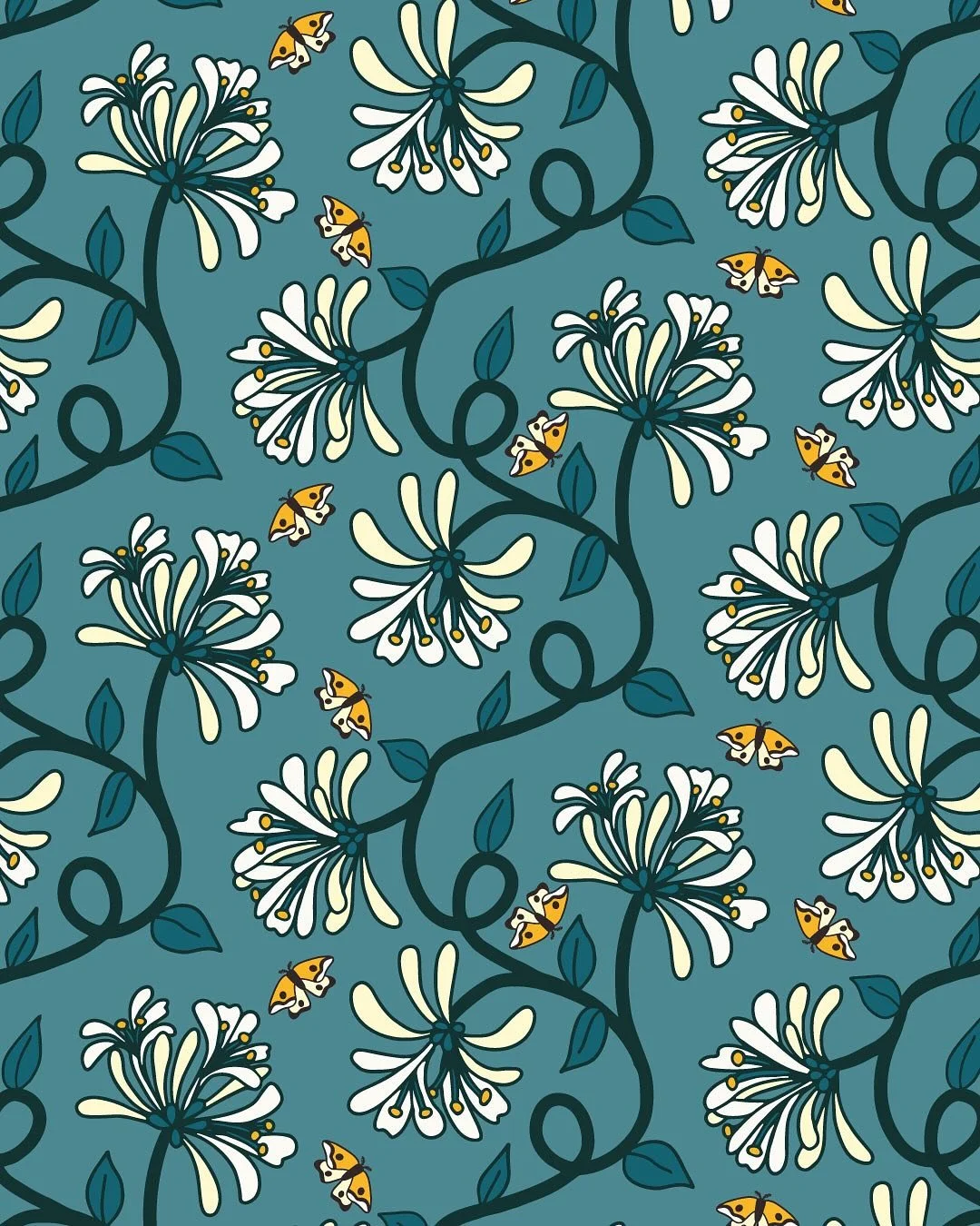 🌼 Honeysuckle + Moth 🦋
Better late than never!  The #BugsInBloom2025 challenge is over but I really want to finish it out.  Here is my Moth + Honeysuckle.  I wanted to incorporate a trailing flower design with this one. 

@heathermuellerdesign
@jil