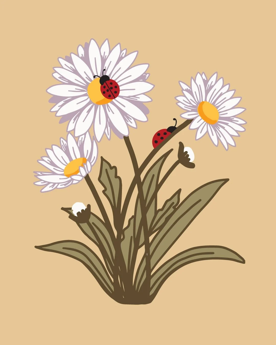 🐞 Ladybug &amp; Daisy 🌼
for #bugsinbloom2025
I made this into a Millefleur style repeating pattern but I thought it looked nice as a spot graphic as well.  I'm working on a mini-collection for this one too.  So fun! 
Thanks @jillian.nichole.illustr