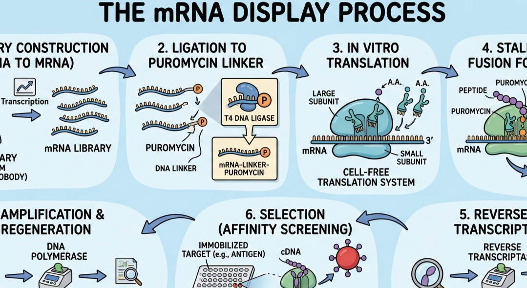 Advantages and Challenges of Messenger RNA Display in Peptide and Nanobody Screening