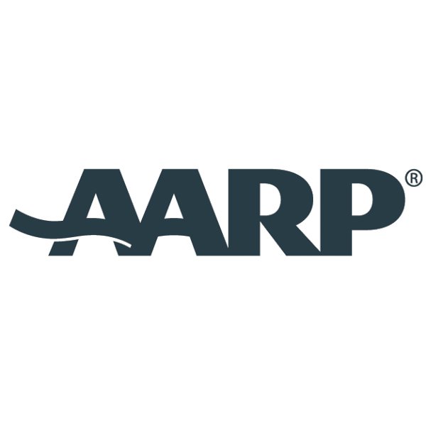 AARP logo in black text with a stylized underline.