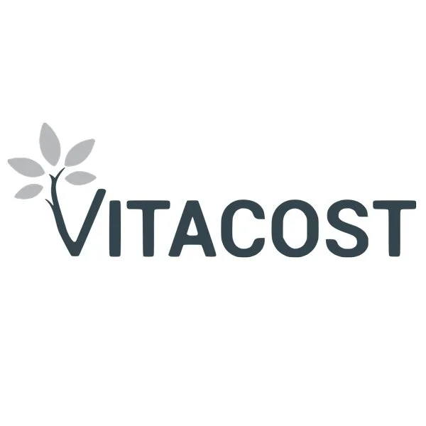 VITACOST logo featuring a stylized plant with leaves and the company name in bold black letters.