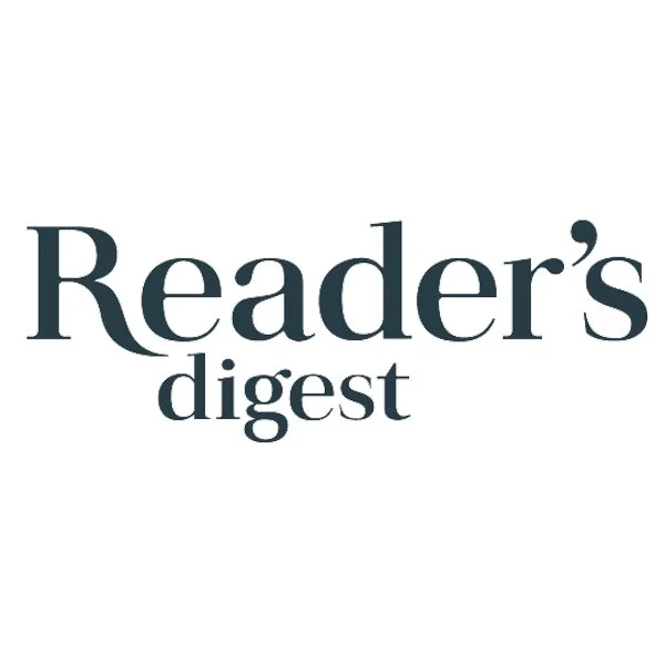 Logo of Reader's Digest with the words "Reader's digest" in black text on a white background.