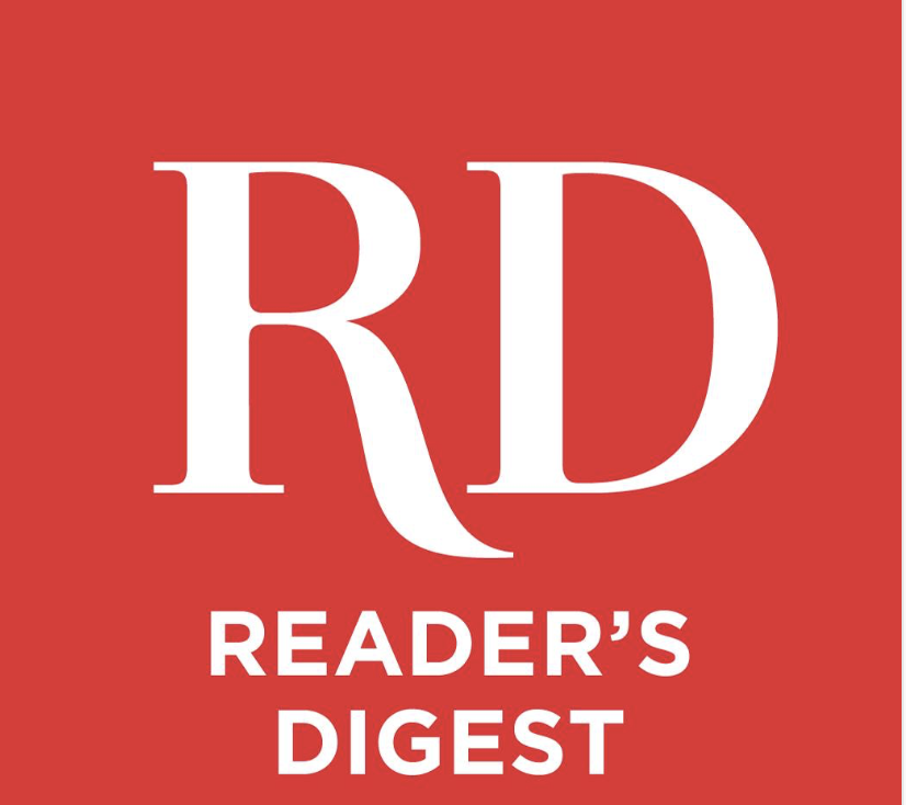Logo of Reader's Digest featuring large white letters "RD" on a red background with the words "Reader's Digest" beneath.