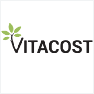 Vitacost logo with green leaves above the text