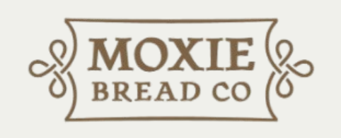 Logo for Moxie Bread Co with decorative borders and stylized text.