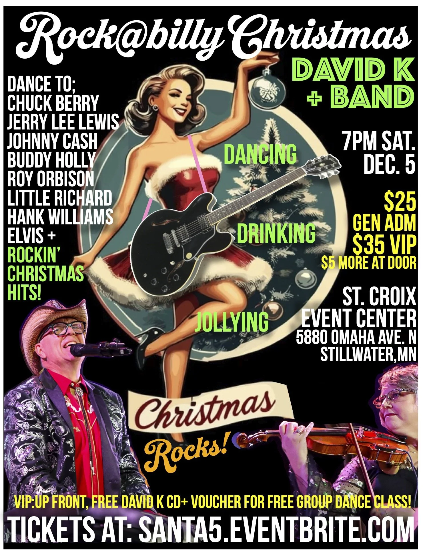 ROCK@BILLY CHRISTMAS with David K + Band, Stillwater, MN 7pm, Sat., Dec. 5th