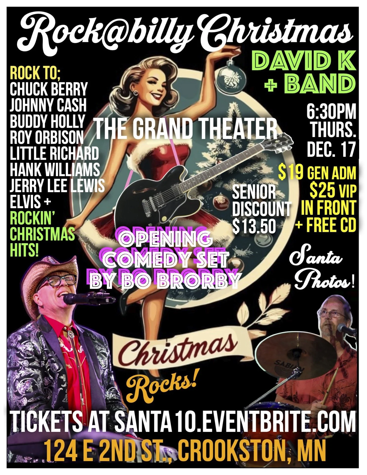 Dec.17 A Crookston ROCK@BILLY CHRISTMAS - David K + Band, 6:30pm, Thurs., Dec. 17th The Grand Theater