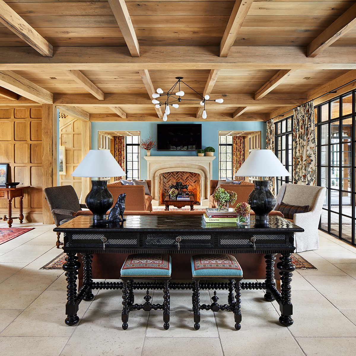 living room with fireplace