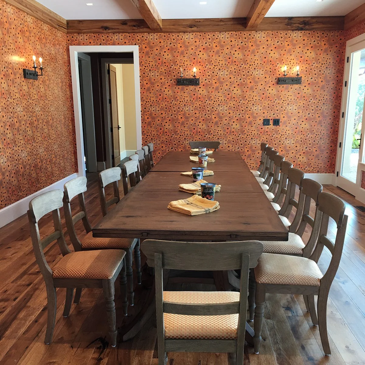 farm house dining room with large table