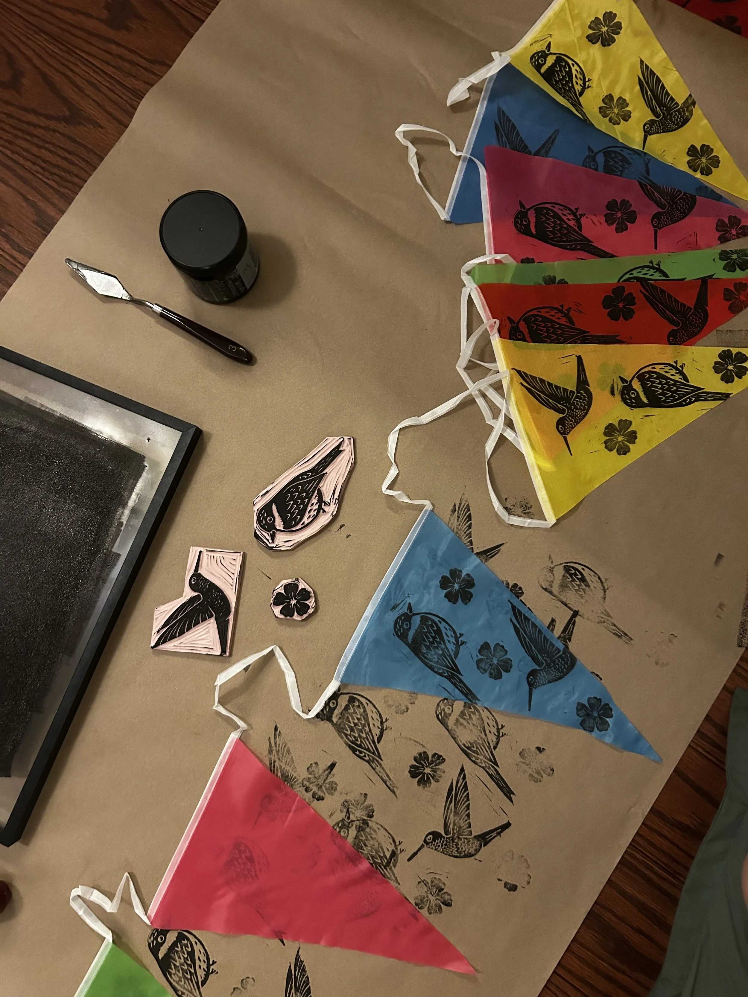 flycatcher & hummingbirds printed on banner