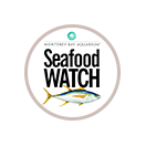 Logo for Seafood Watch with text and a stylized fish design