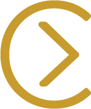 Gold and black company or brand logo featuring a stylized 'C' and a right arrow or chevron symbol inside it.
