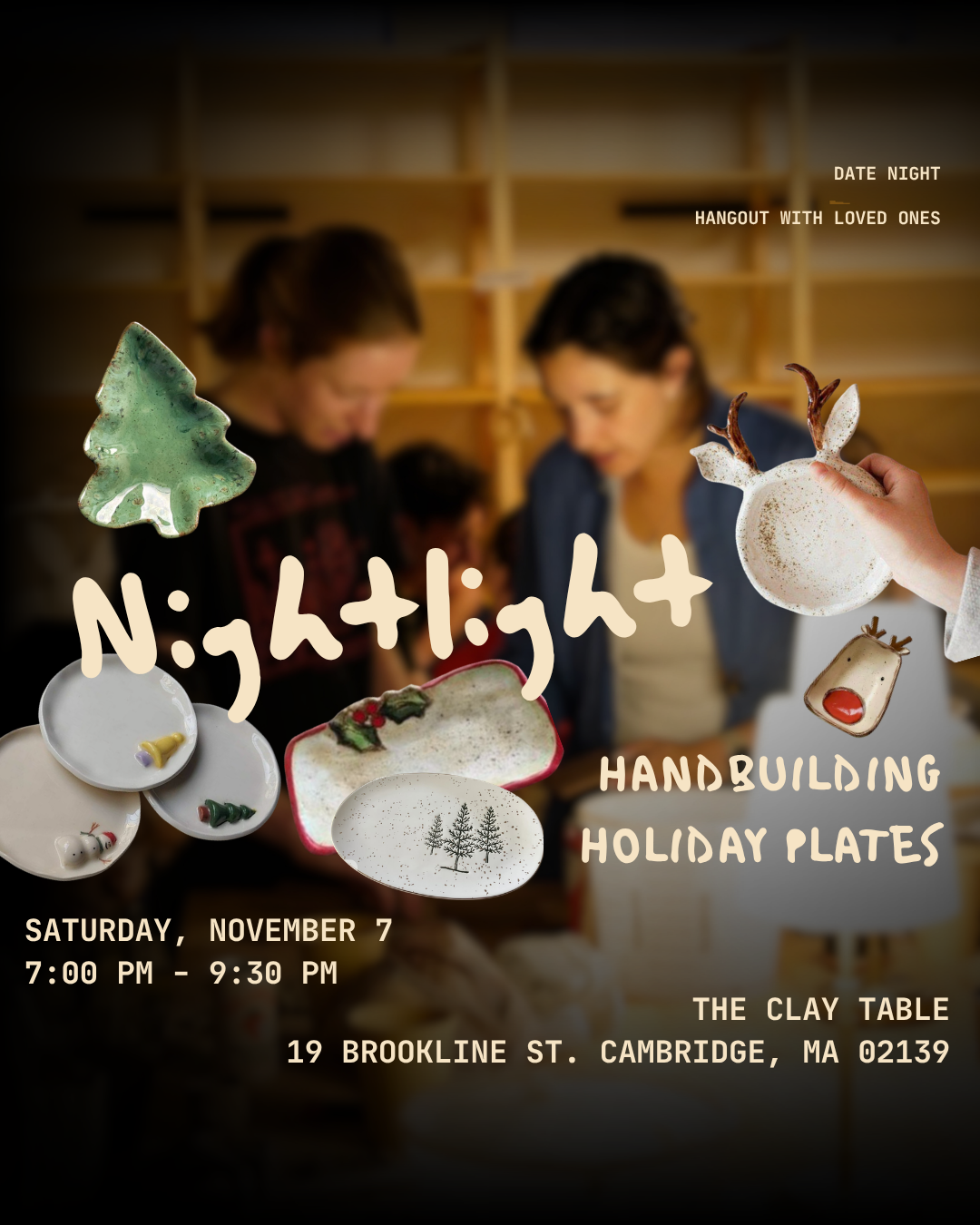 Sat 11/7 @7pm Nightlight: Holiday Plates (Hand Building)