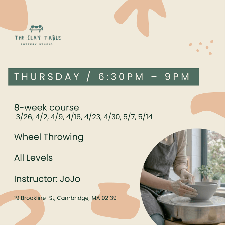 Thu 6:30PM Wheel throwing - All levels (starting in Mar.)