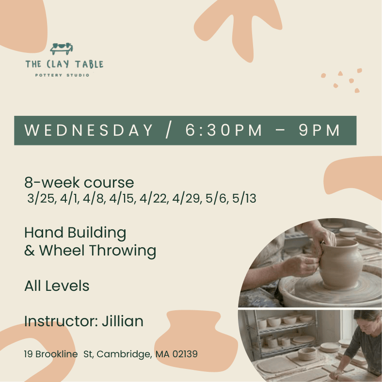 Wed 6:30PM Hand building & Wheel throwing - All levels (starting in Mar.)