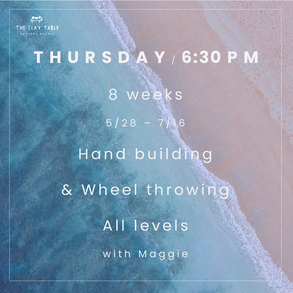 Thu 6:30PM Wheel throwing - Beginner (starting 5/28)