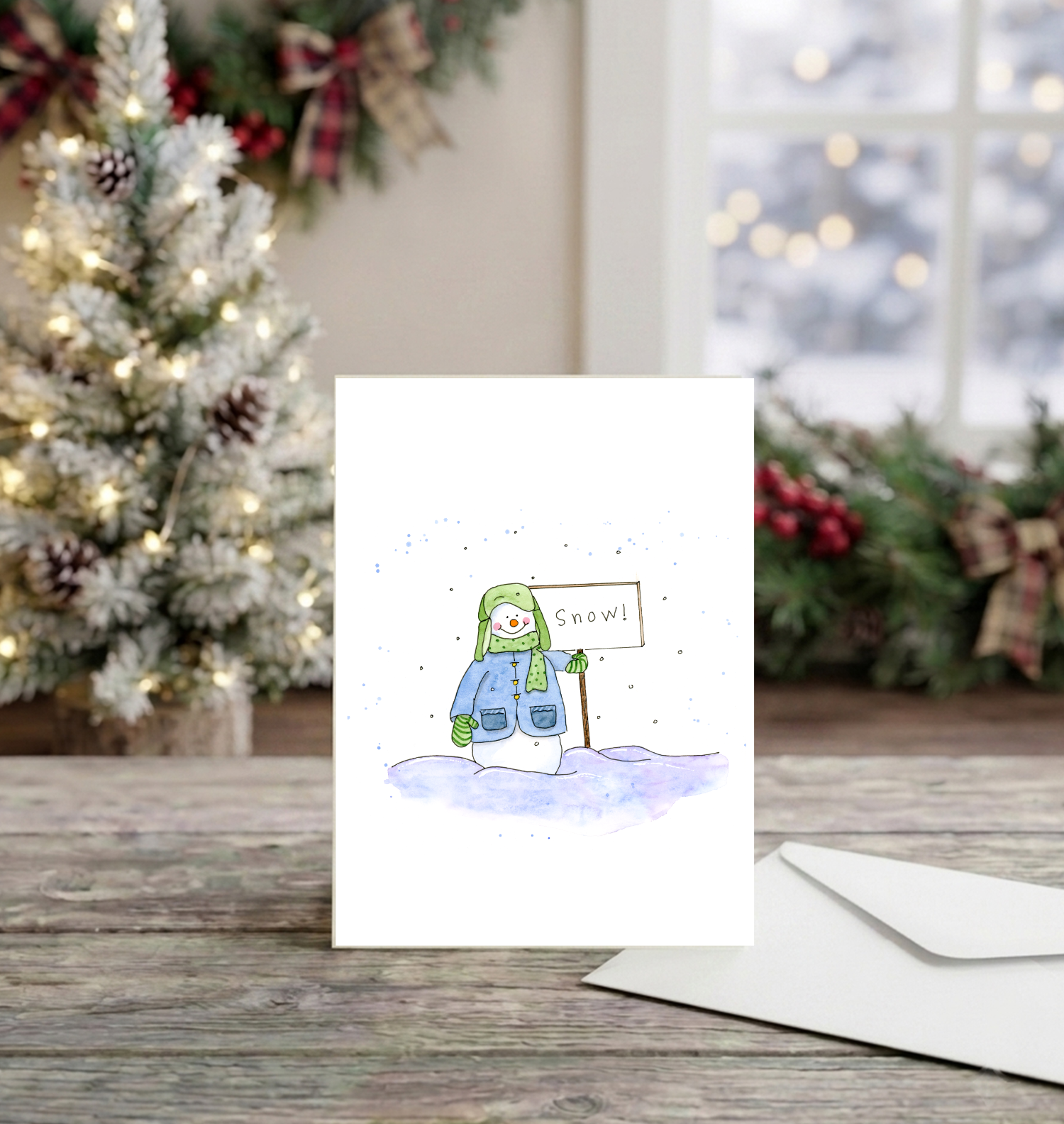 Holiday Greeting - Fun Little Snowman. "Let it Snow"