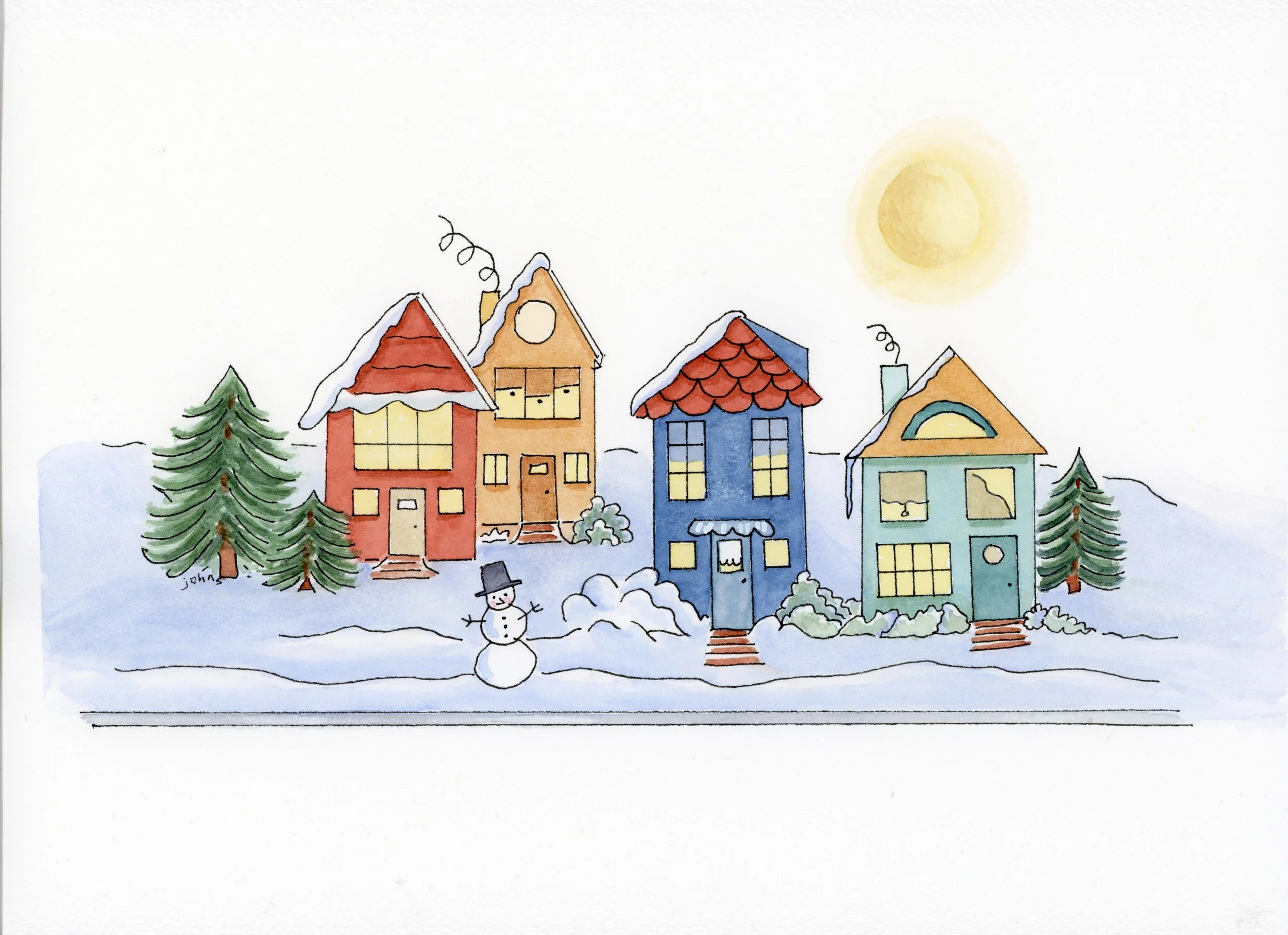 4 Winter Houses in Village