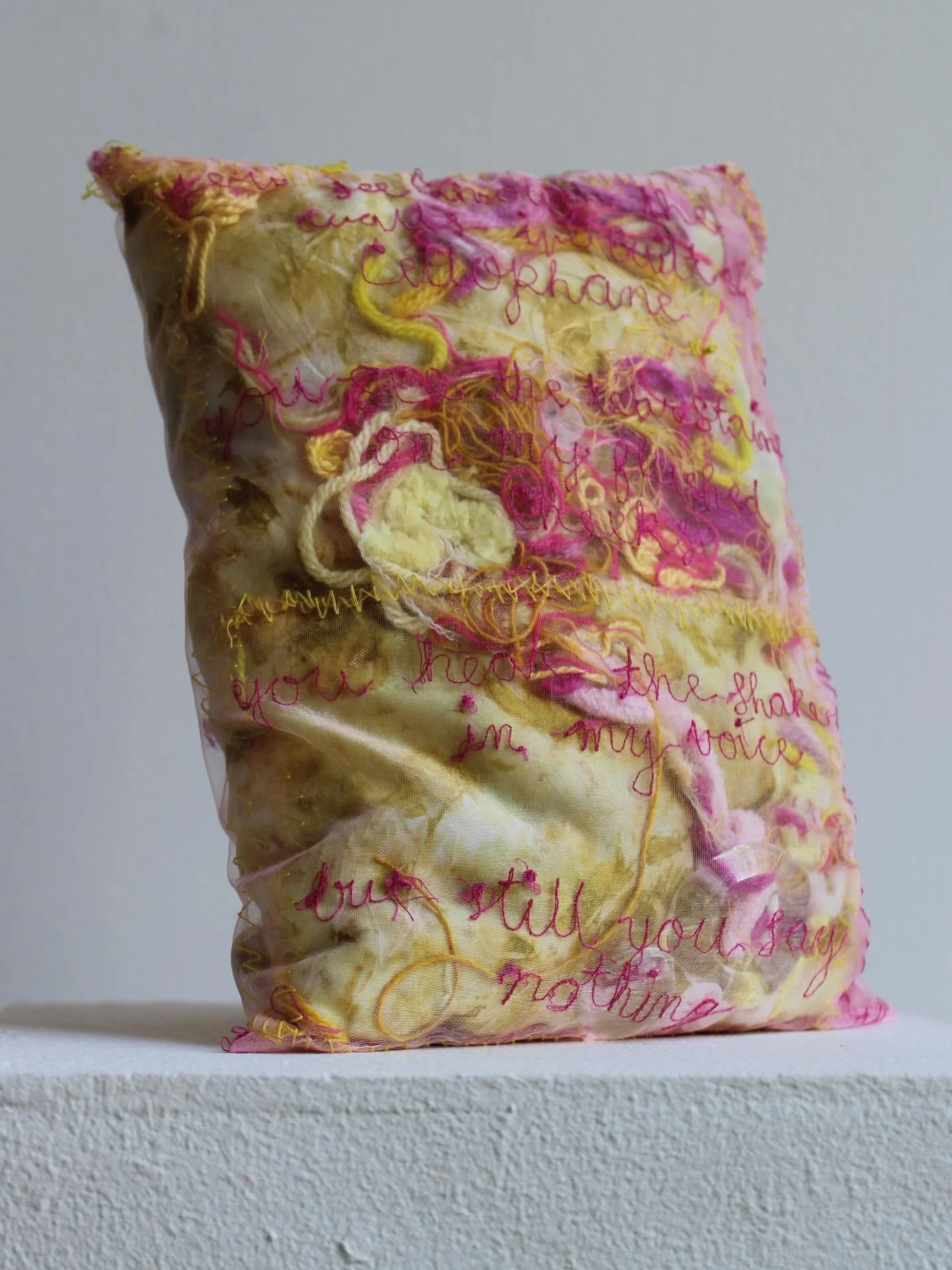 it&rsquo;s not like it&rsquo;s a secret
silk, cotton, tulle, acrylic yarn, natural dyes, glass
2024