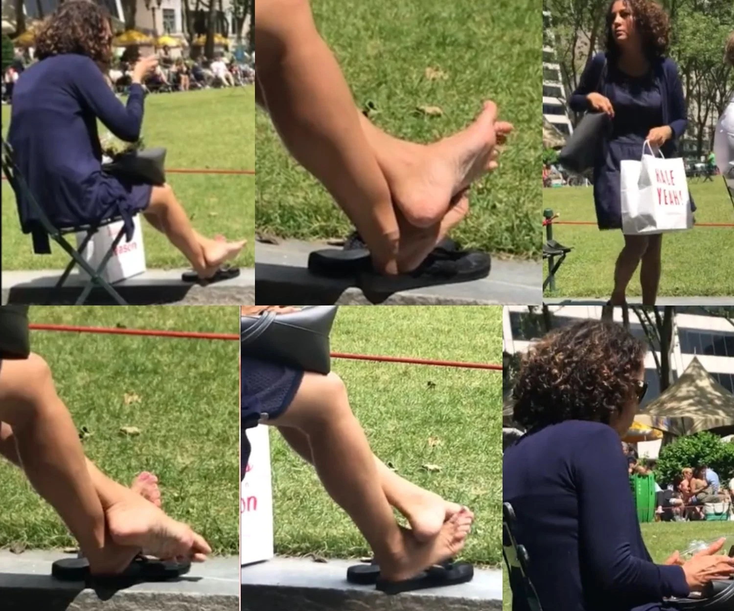 Film 367 - Candid Girl Feet, Mature Ebony Feetrubbing at the Park