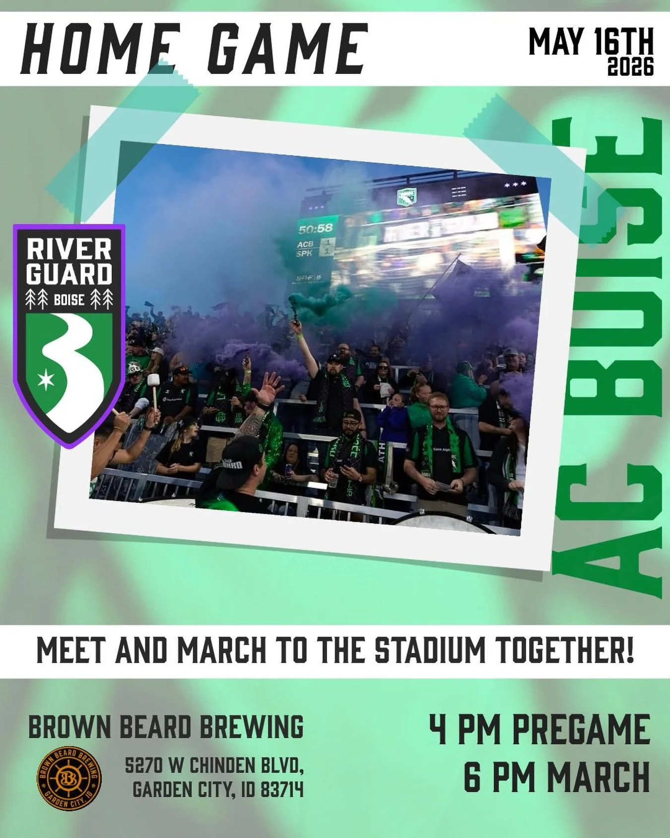 We&rsquo;re back at Les Bois Park this weekend! 🏴&zwj;☠️ 

Drink with us, March with us, Sing with us. MAX VOLUME for the full 90 RGs! ⚫️🟢 Still high from Wednesday&rsquo;s W. Let&rsquo;s get another W and chase the USL Cup 🏆 🦅 

No ticket? No pr