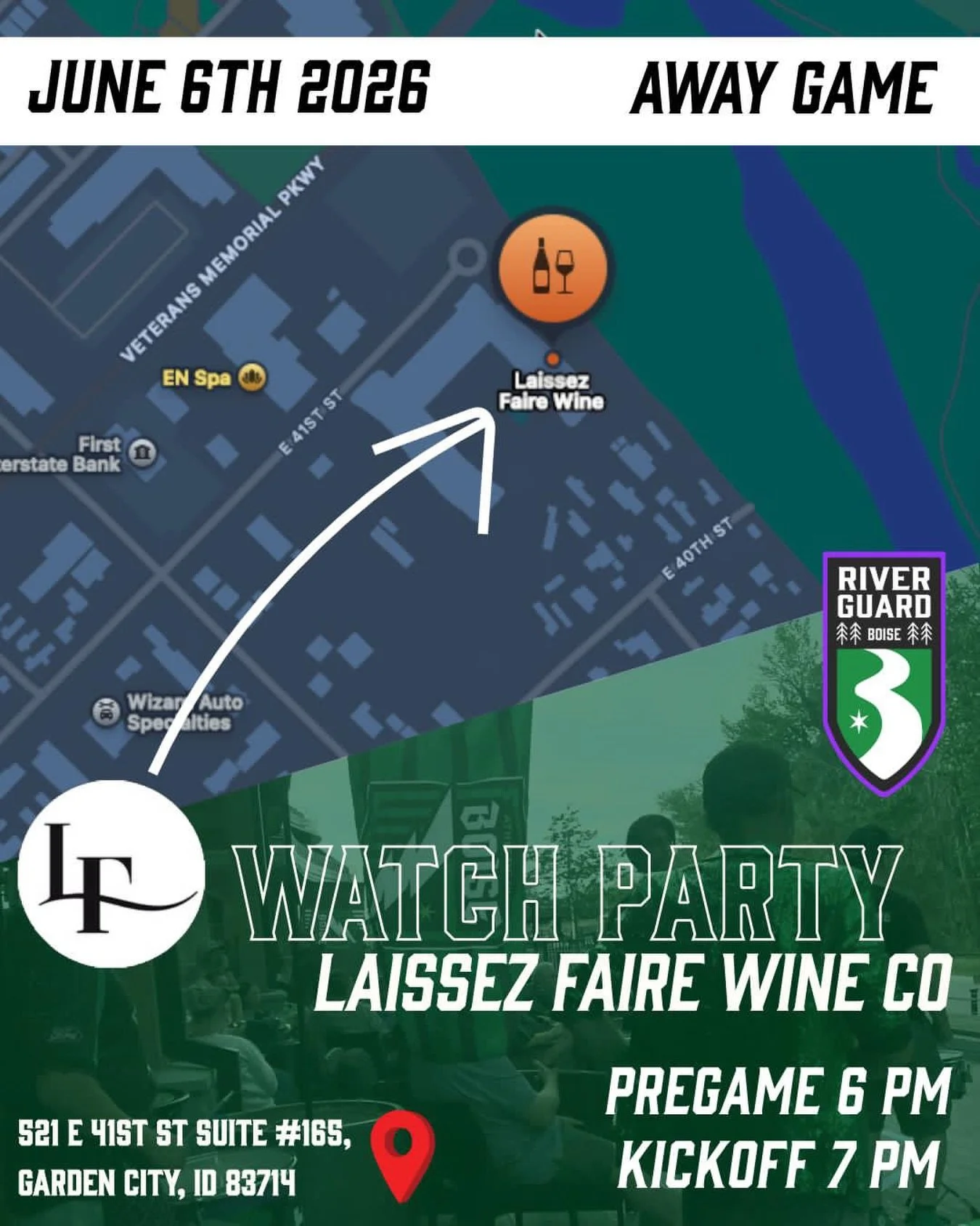 Your stadium, our 3 points! 🏴&zwj;☠️

Spokane&rsquo;s been talking like they&rsquo;ve won something. The standings don&rsquo;t lie. We&rsquo;re posting up on the Boardwalk at Laissez Faire for our watch party and to cheer on our boys! 

To the RGs h