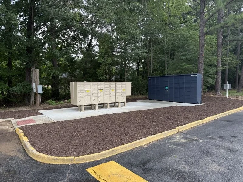 Completed mailbox, package-locker, and site improvements at Attain at Rockwood