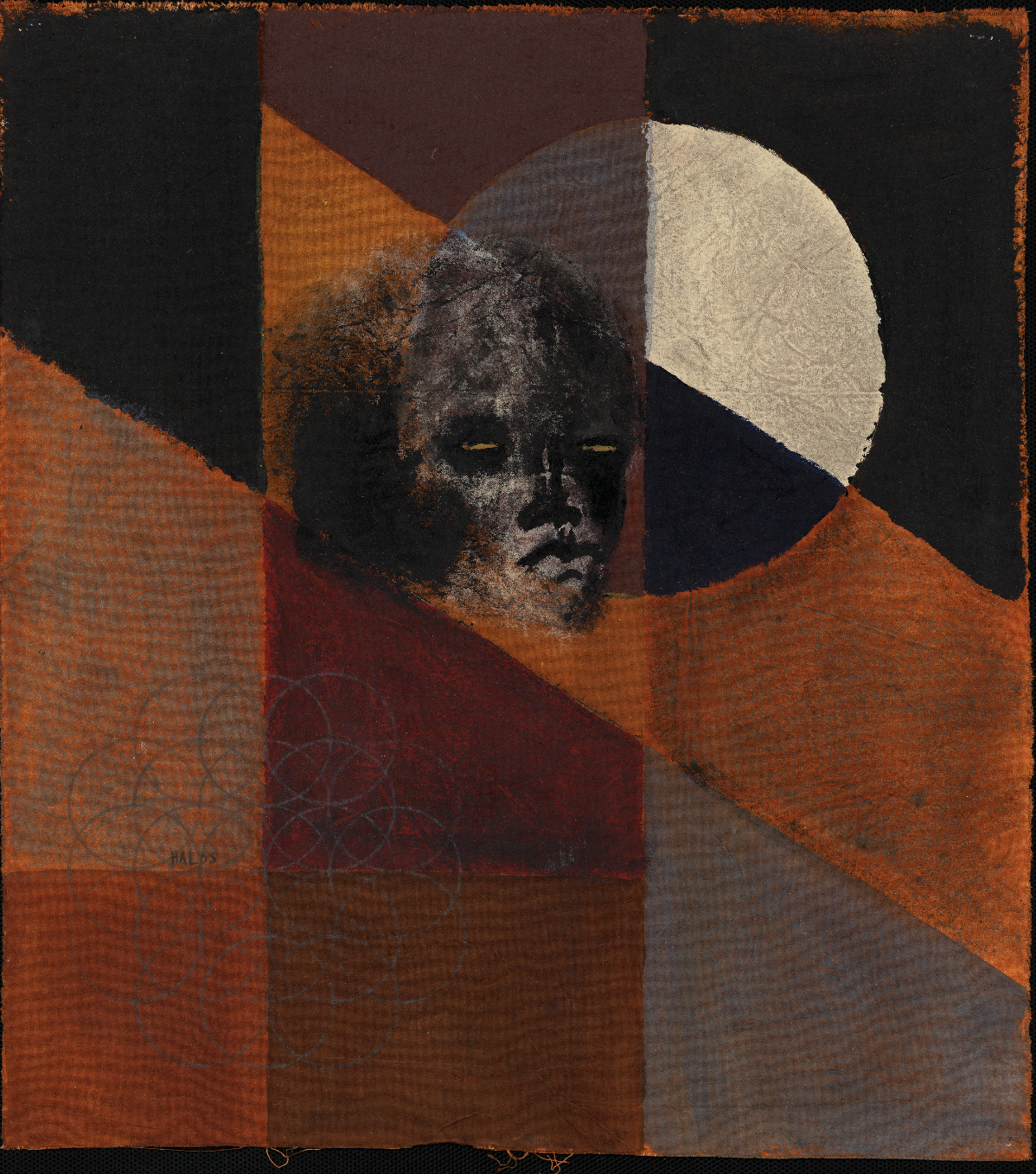 Skull figure with geometric pattern