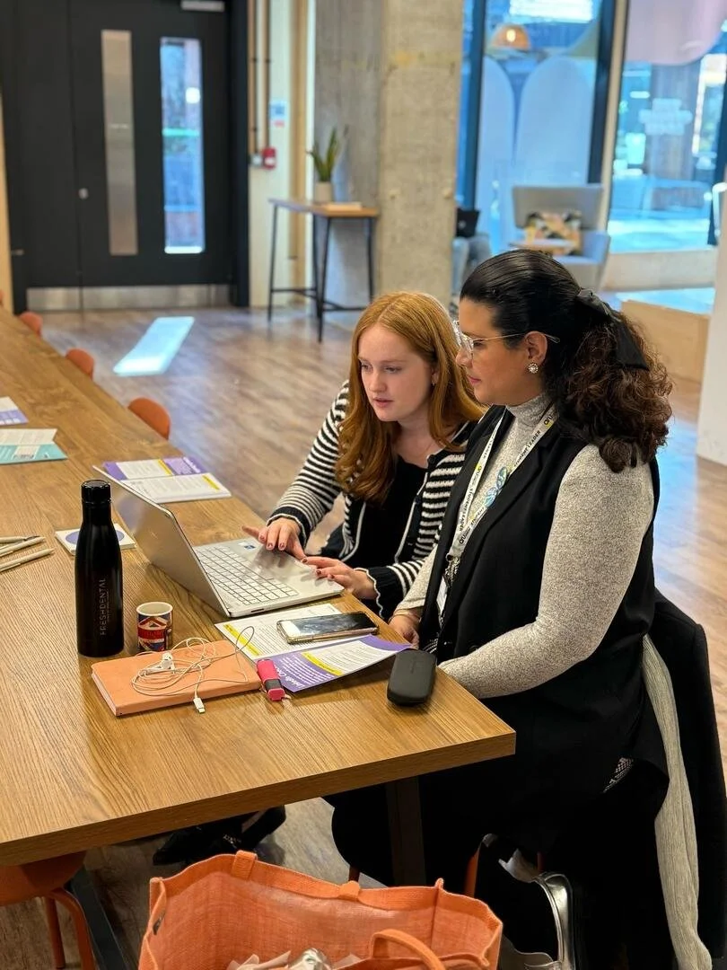 Maria Barden, MB Careers is supporting a graduate at an employment support programme, providing feedback on job searching and finding a job in the UK. Maria appears friendly, compassionate and empathetic. Providing tailored advise and guidance