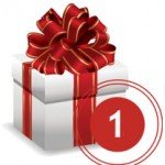 White gift box with red bow