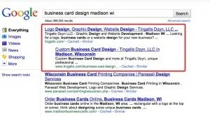 Screenshot of Google listings