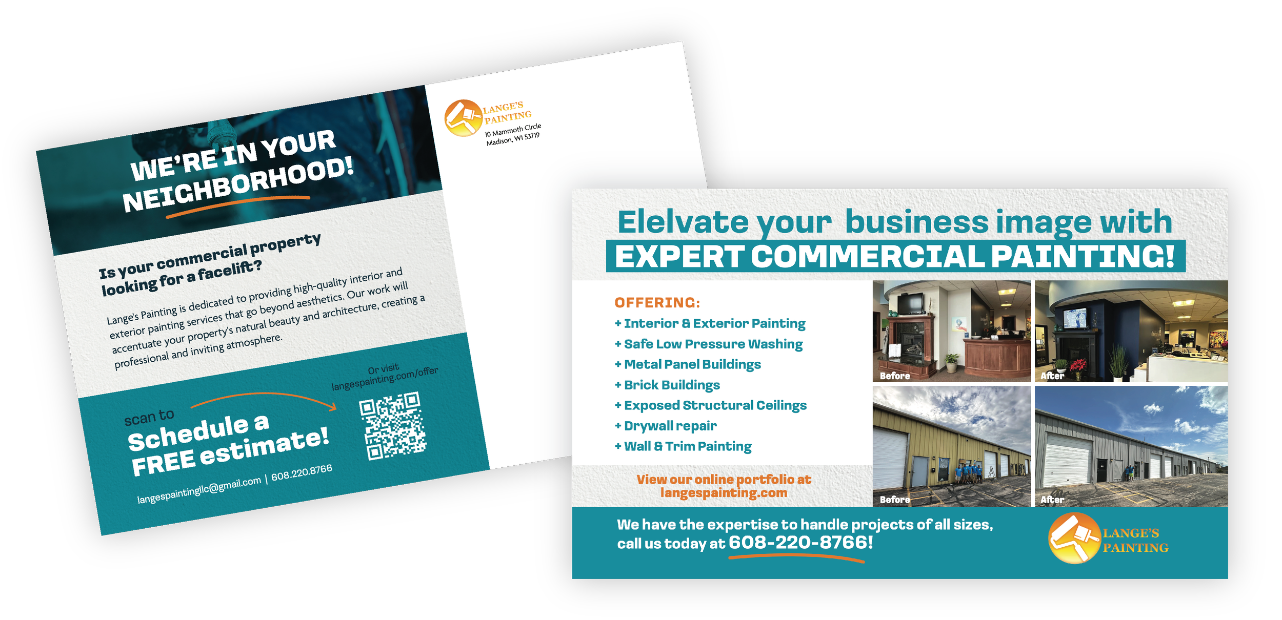 Every Door Direct Mail postcard designed for Lange's Painting by Tingalls Graphic Design, LLC