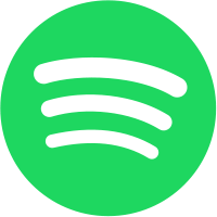 Green circle with a black background and white curved lines, which is the Spotify logo.