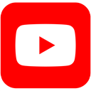 YouTube logo with red background and white play button icon in the center