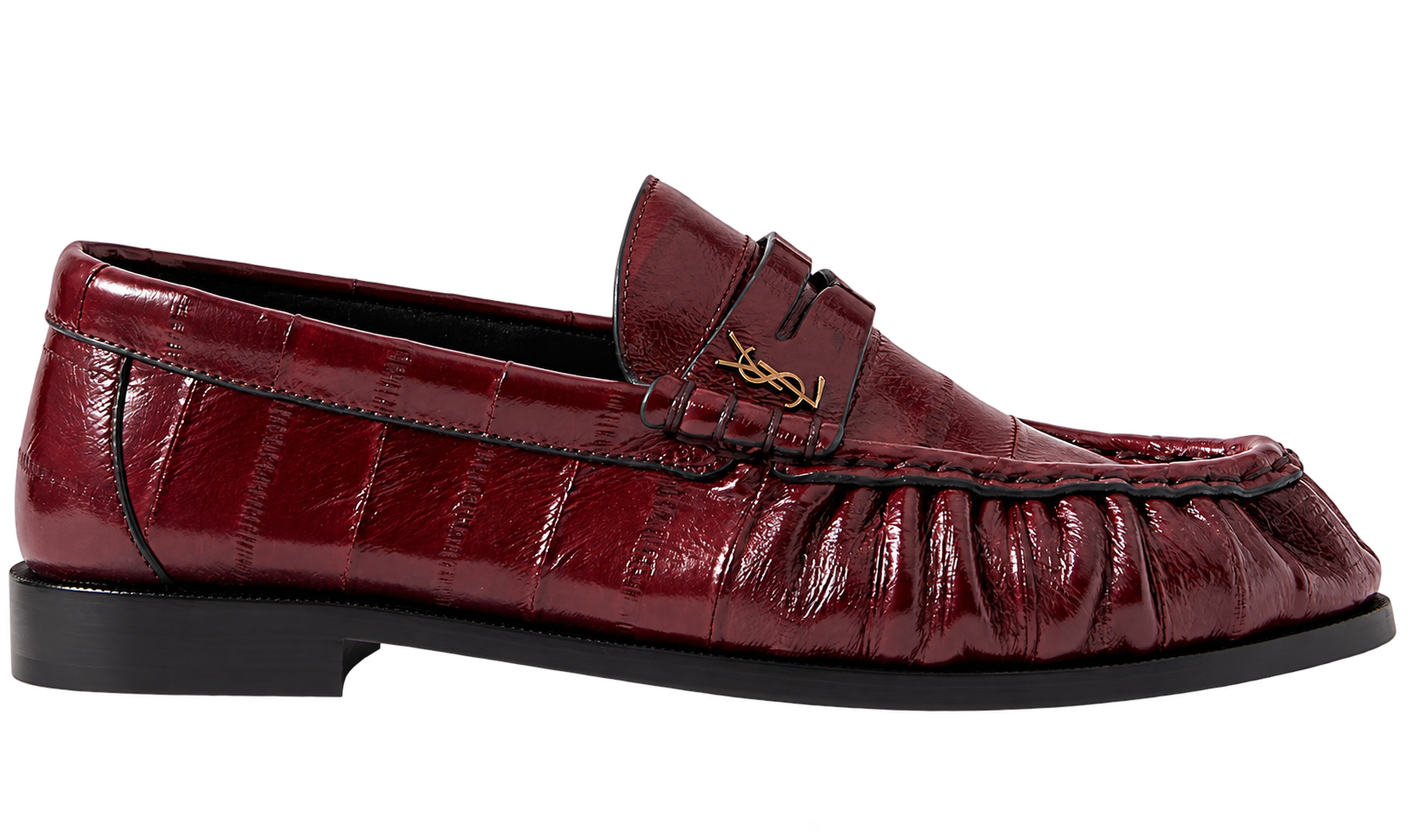 Saint Laurent burgundy soft loafer, image via Net-a-Porter
