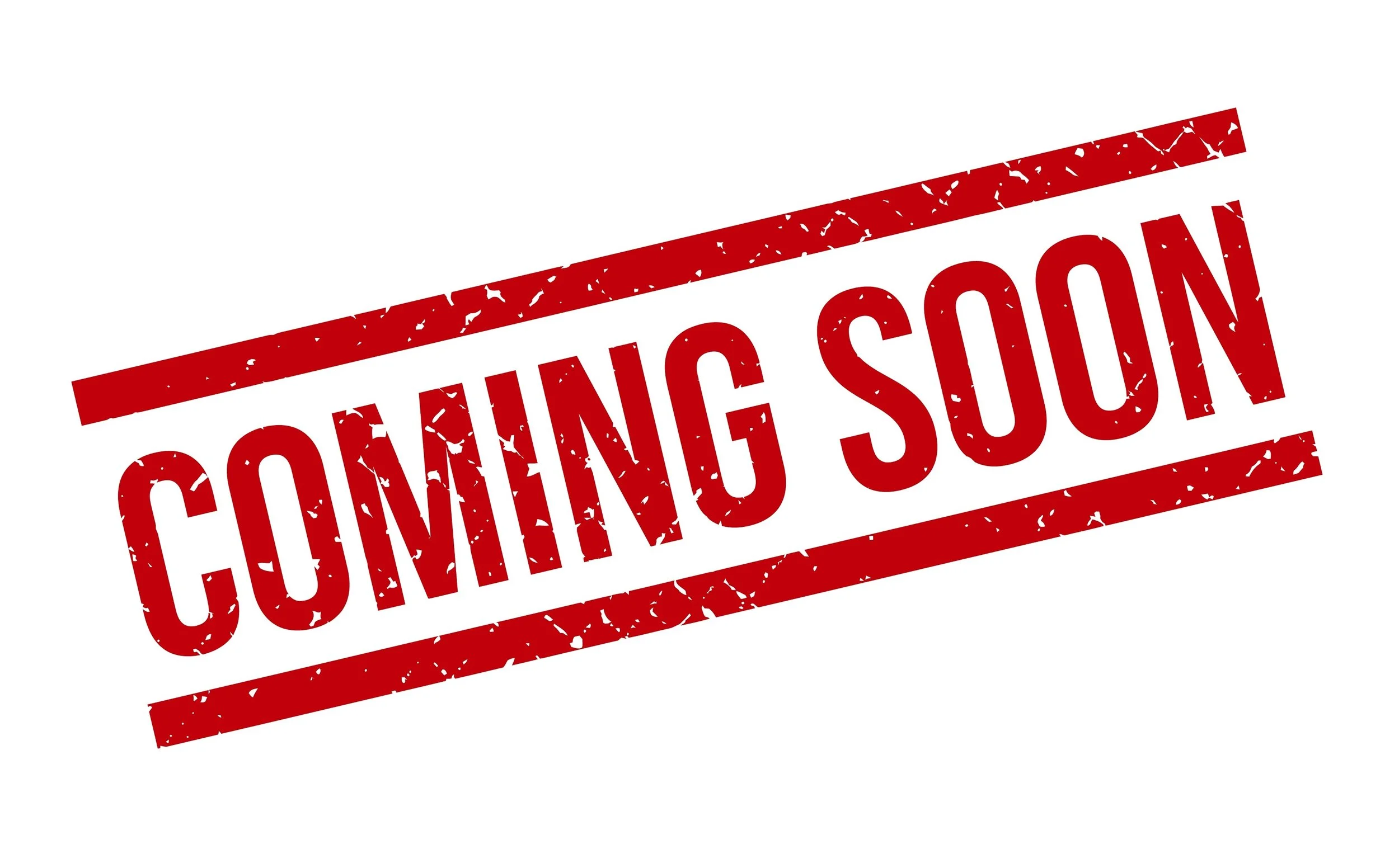 Red grunge-style 'Coming Soon' stamp in bold letters