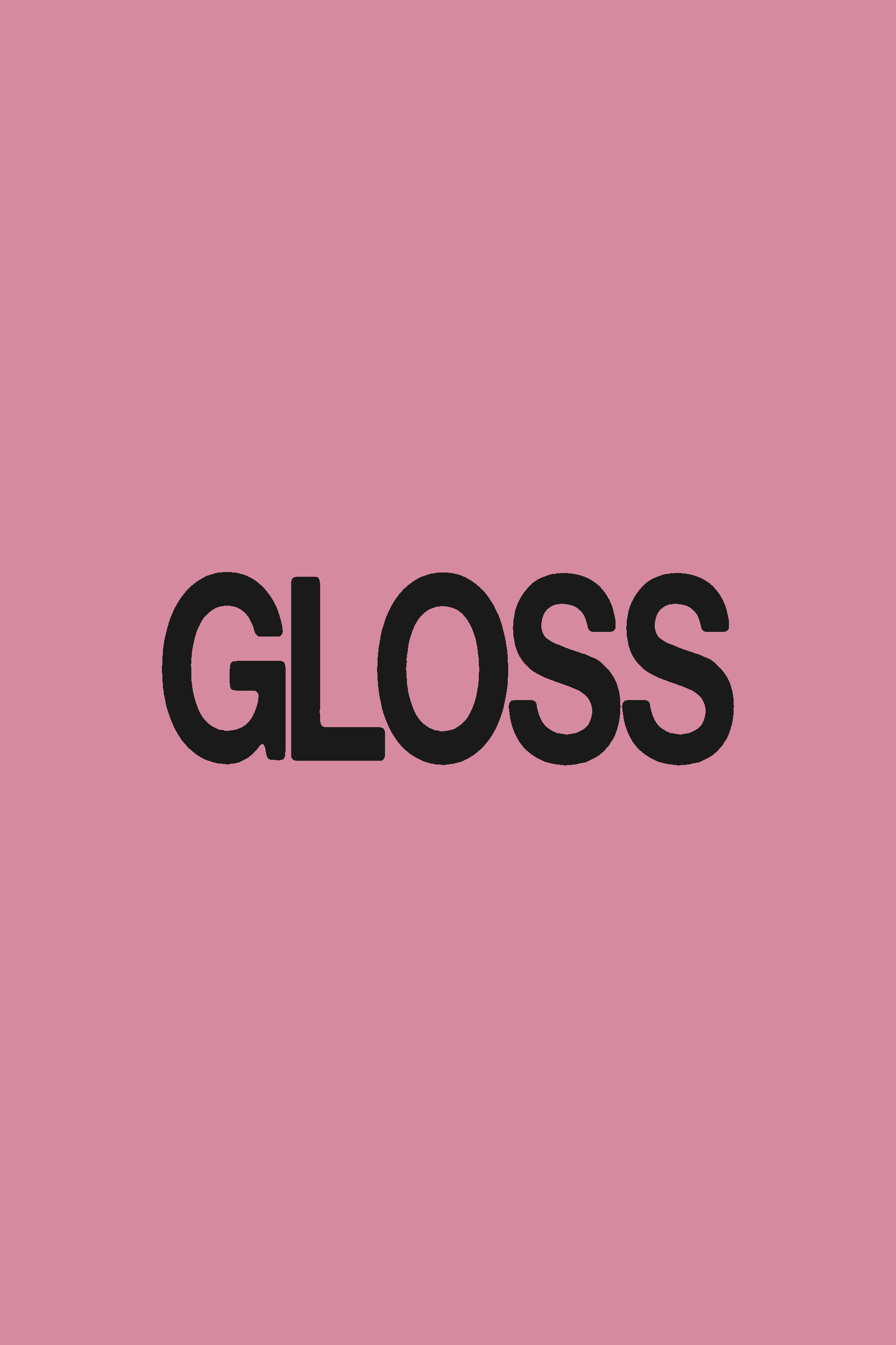 Pink background with the word 'GLOSS' in large black letters