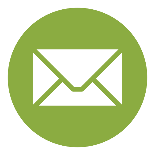 Icon of an envelope for email or messaging on a green circular background.