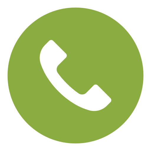 Green circle with a black telephone receiver icon in the center.
