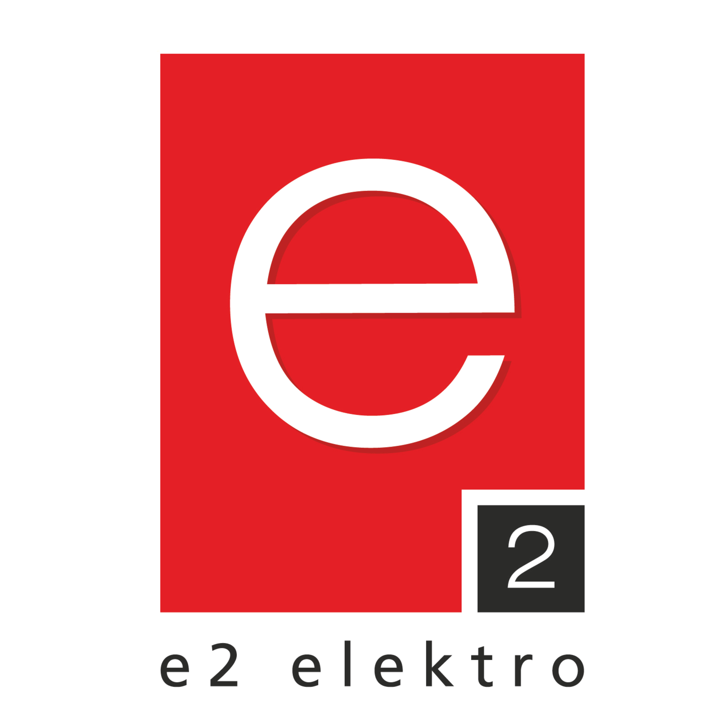 Grafik mit einem großen roten e-Logo in der Mitte, einem schwarzen rechteckigen Bereich mit der Zahl 2, und der Beschriftung »e-elektro« darunter.
