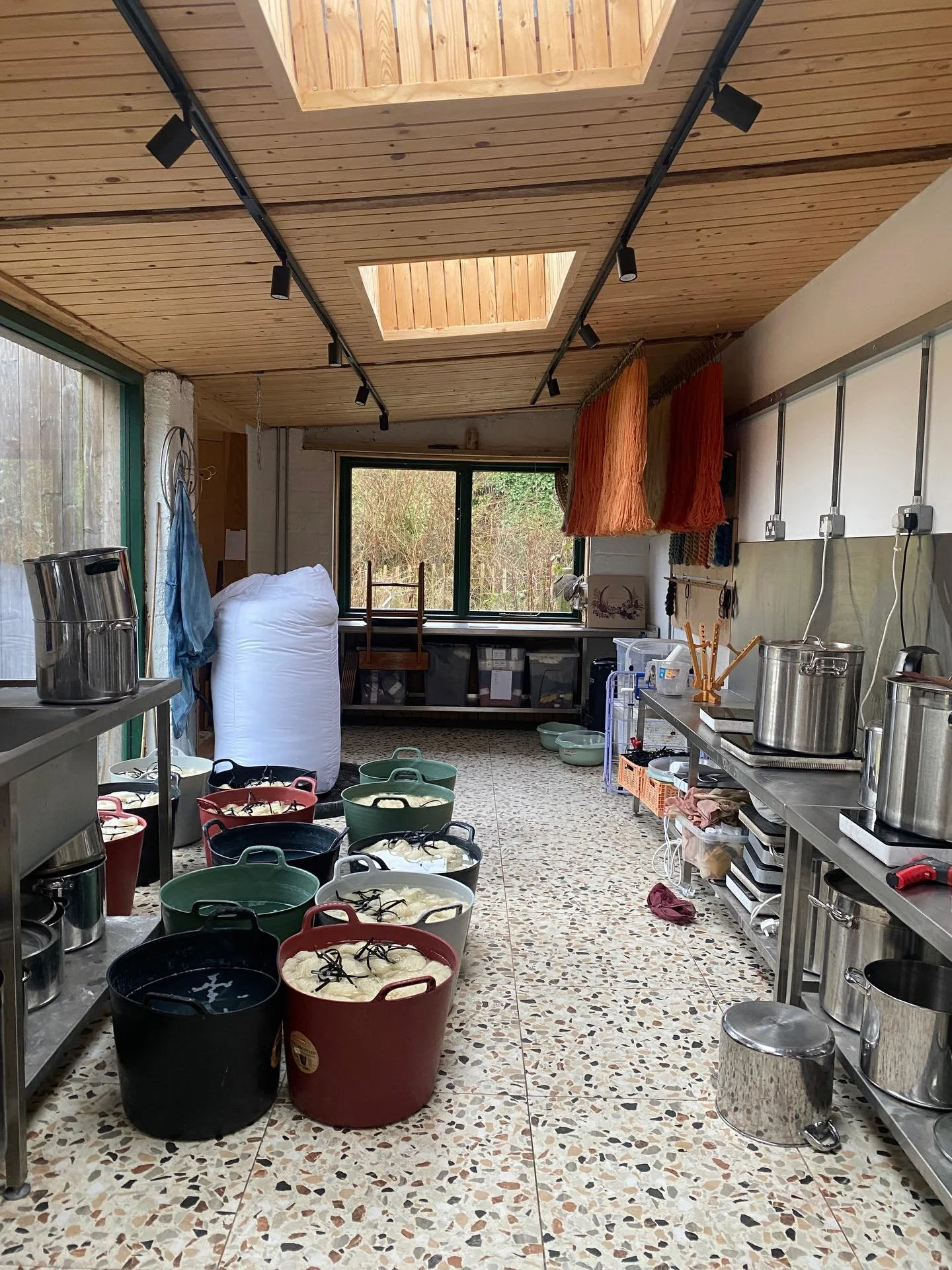 Some studio photos from the last few weeks. ✨

Started dyeing some Causeway yarn and it is so good! Spring has really arrived here. 

I also restarted my indigo vat. It smelled bad and had too much brown sludge in the bottom. It seems to be back up t