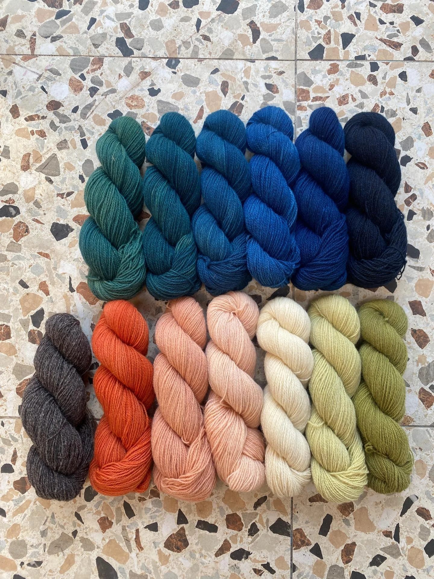 Going to add a bright yellow and bright red with a slightly cooler tone to this line up. An obscene amount of yarn&hellip; for my dream project (fairisle cardigan I&rsquo;m going to attempt) 😂 don&rsquo;t want to take any chances. 

Top row backgrou
