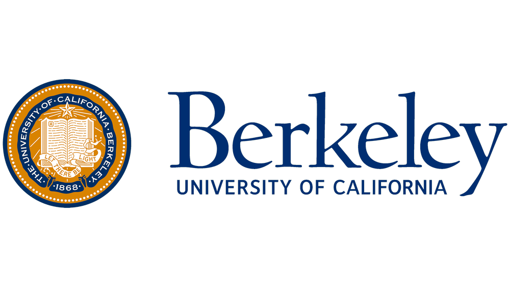 University of California, Berkeley logo featuring a golden seal with an open book, surrounded by the university's name and founding year, next to the text 'Berkeley' and 'University of California'.