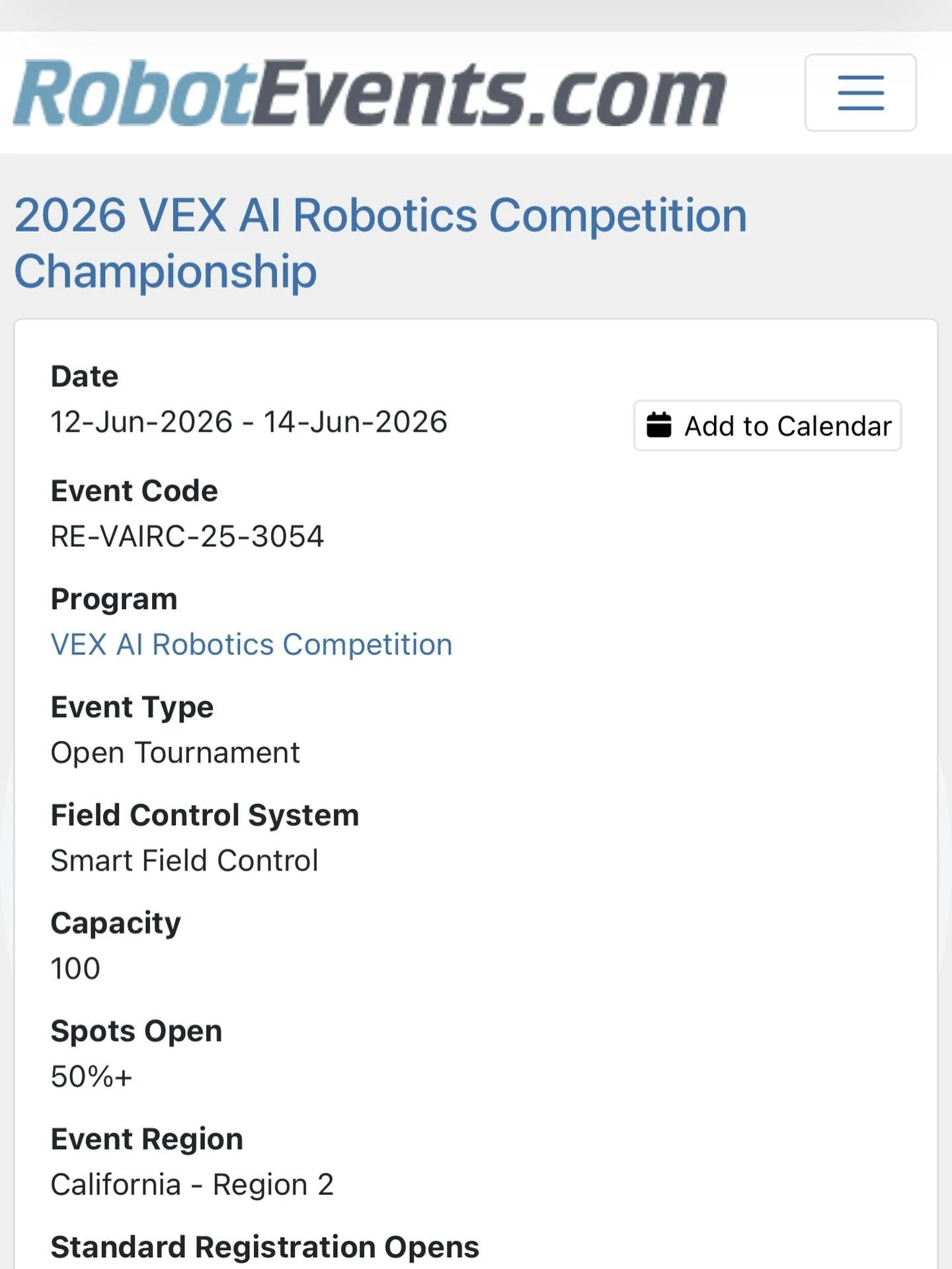 The Robolabs Foundation invites your teams to participate in the 2026 VEX AI Robotics Competition Championship @ UC Berkeley, California. With top-notch teams from all over the United States and the globe competing at the #1 Public University in the 