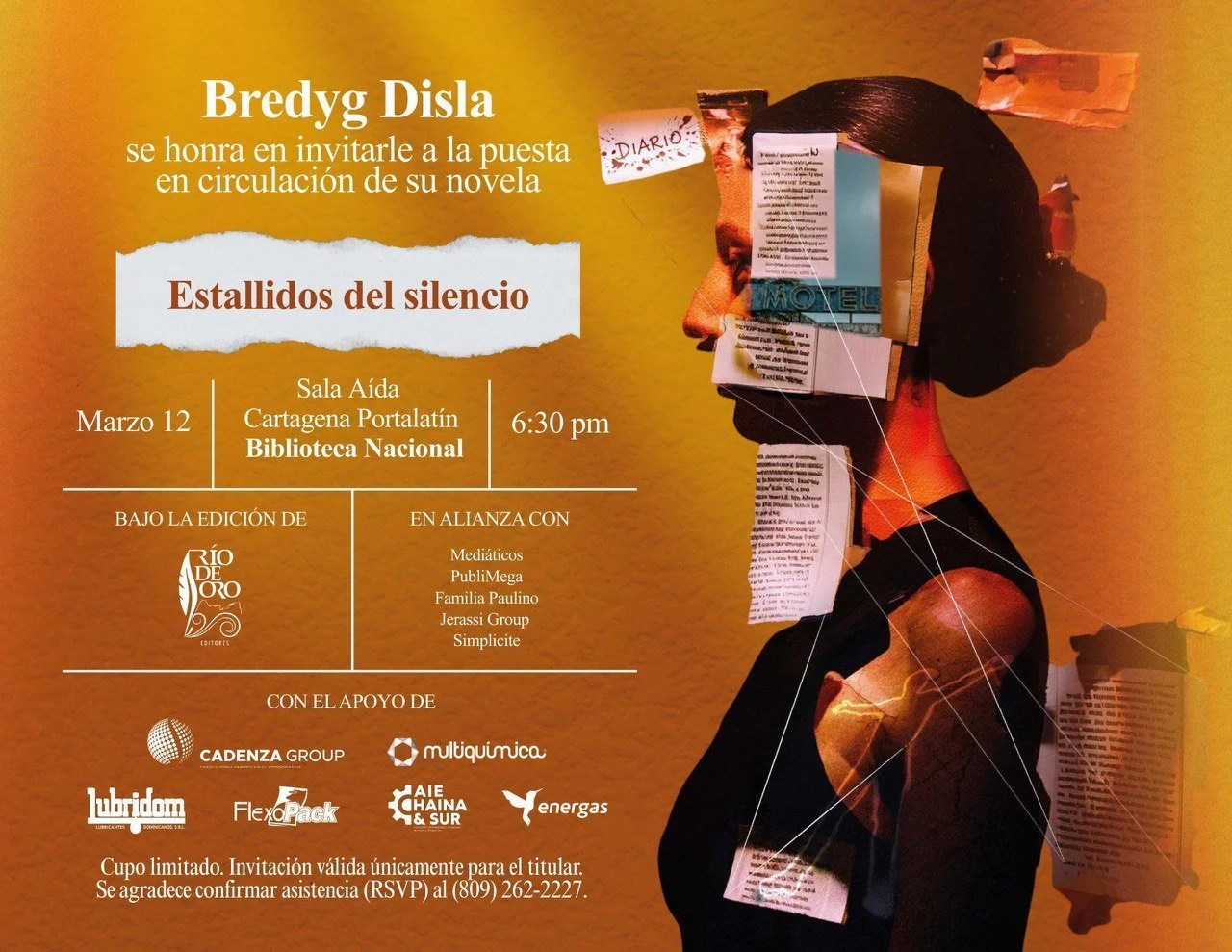 Bredyg Disla y Río de Oro Editores los invitan a la puesta en circulación de «Estallidos del silencio».