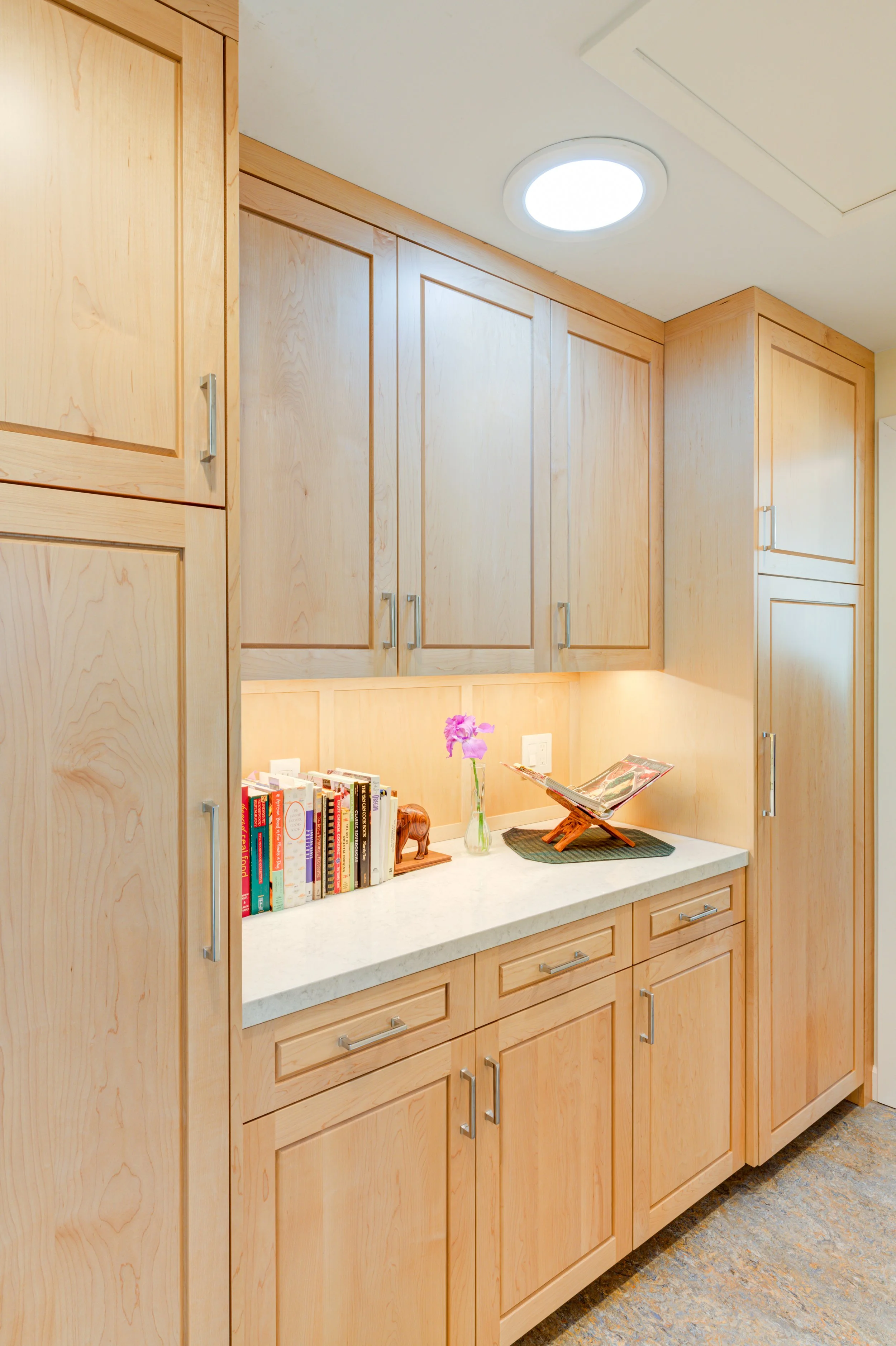 Kitchen storage detail at new service area